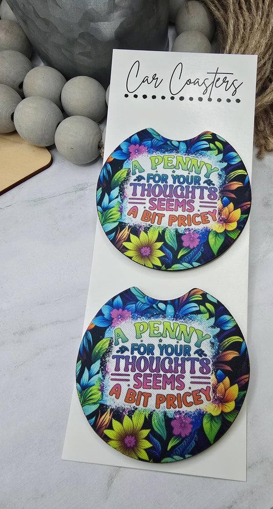 Penny For Your Thoughts Car Coasters