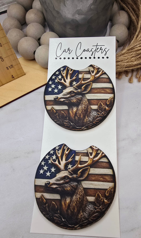 Deer Flag Car Coasters