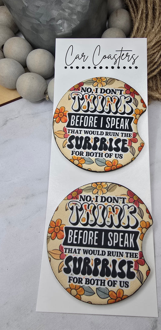 Before I Speak Car Coasters