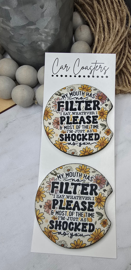 No Filter Floral Car Coasters