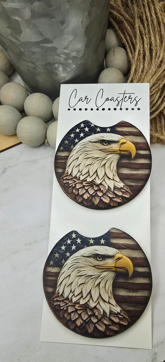 Eagle Flag Car Coasters