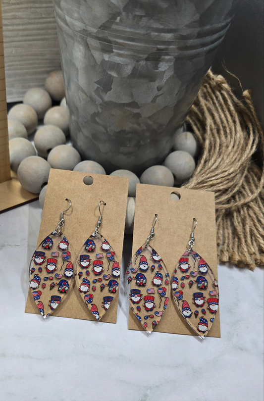 Patriotic Gnome Petal Earrings