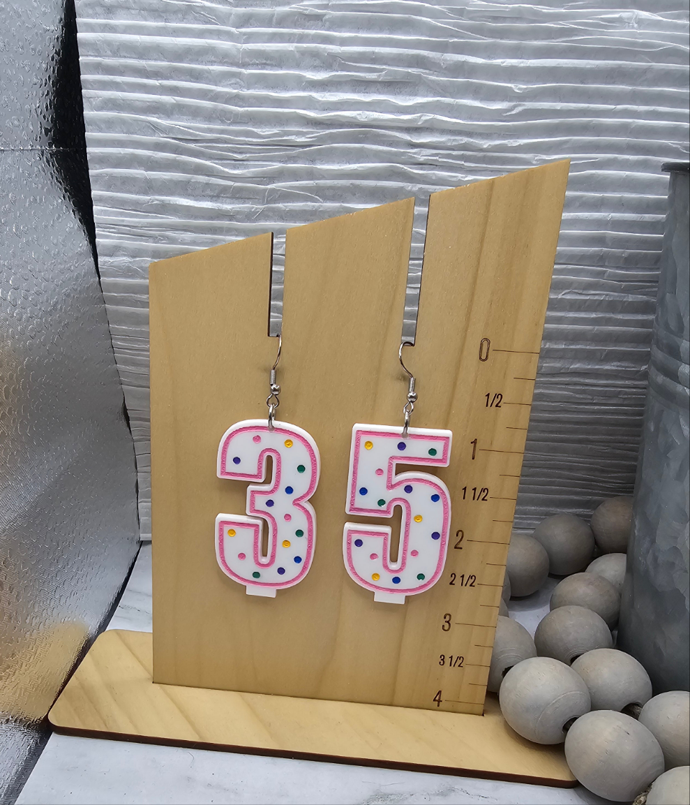 Hand Painted Birthday Candle Earrings