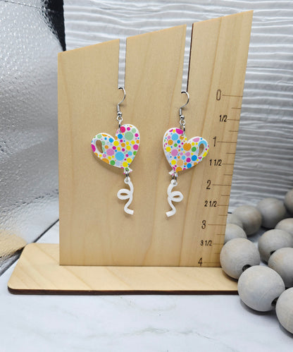 Celebration Dot Heart Balloon Earrings