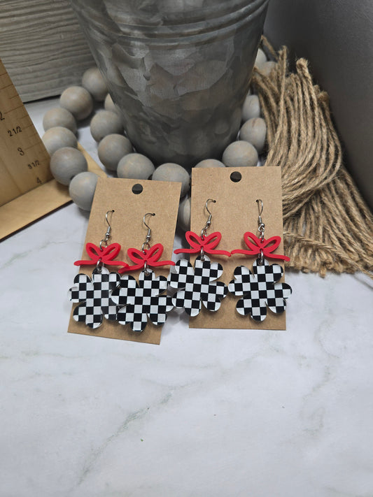 Checkered Clover Earrings