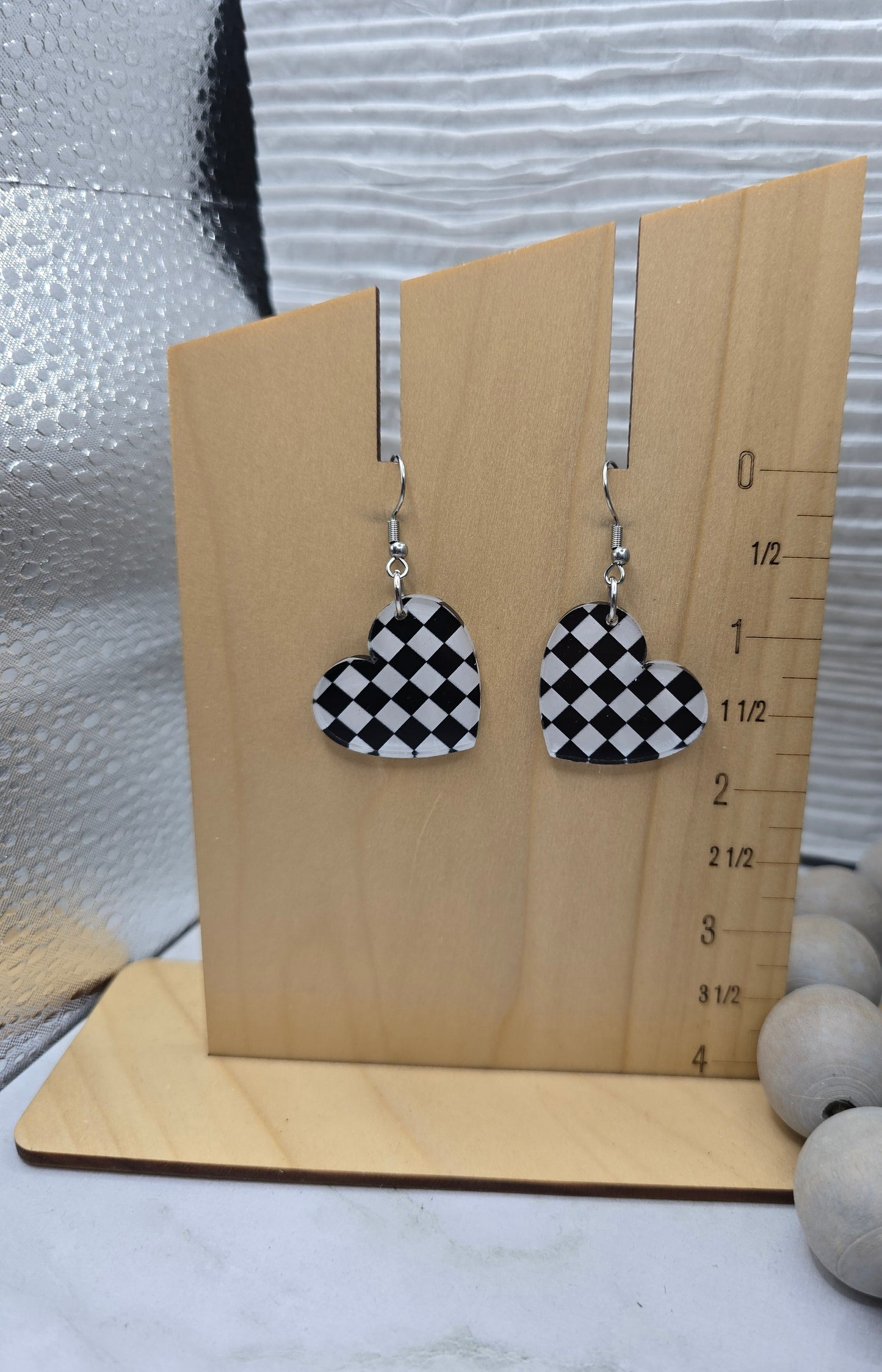Checkered Heart Earrings
