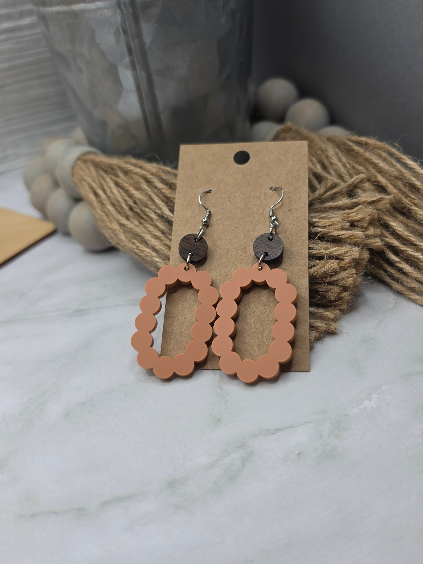Orange Scallop Stacked Earrings