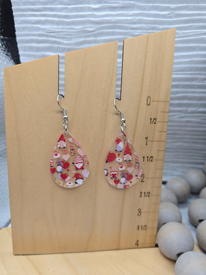 Valentine Gnome Teardrop Earrings