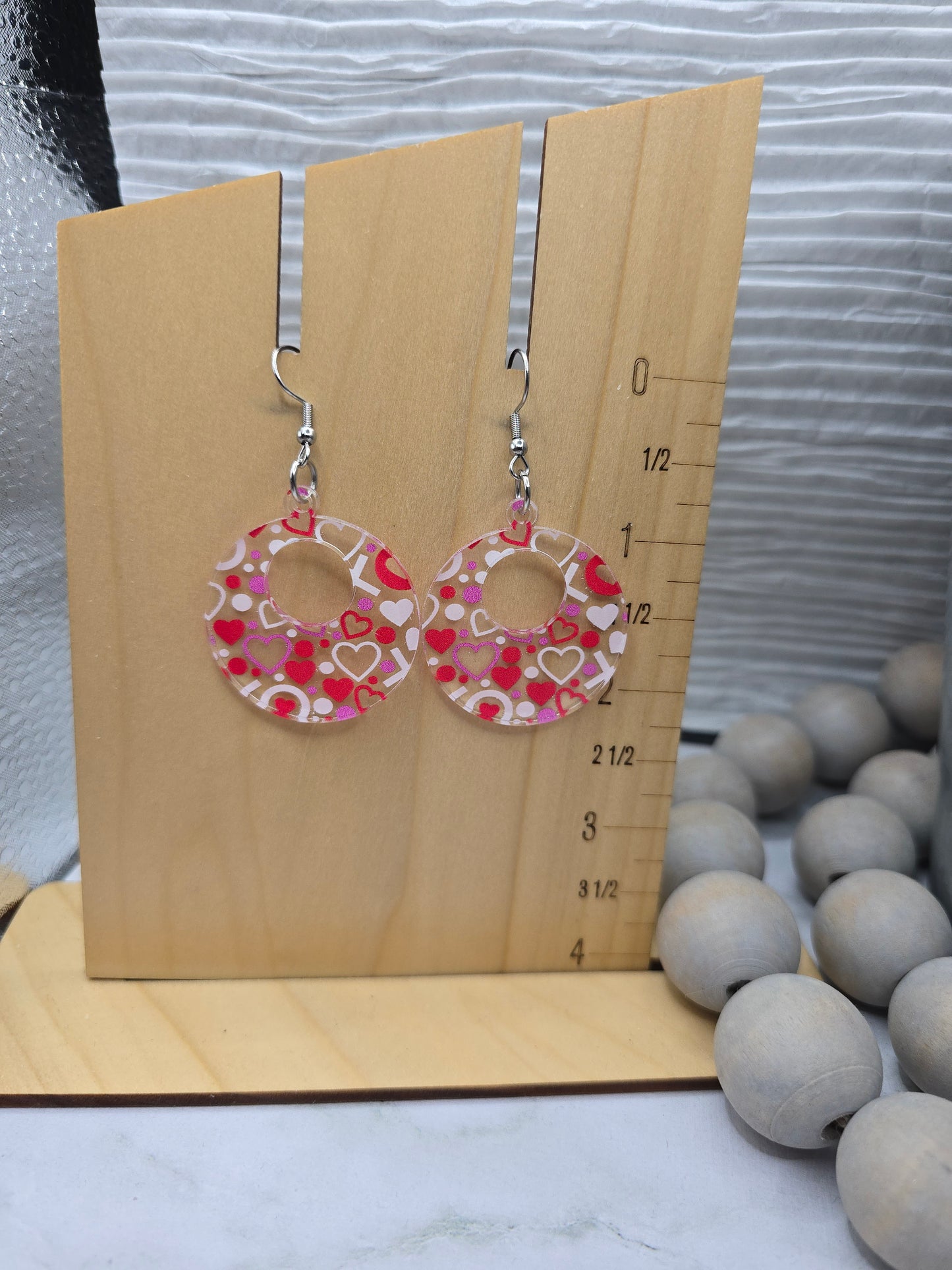 Cute Hearts Retro Circle Earrings