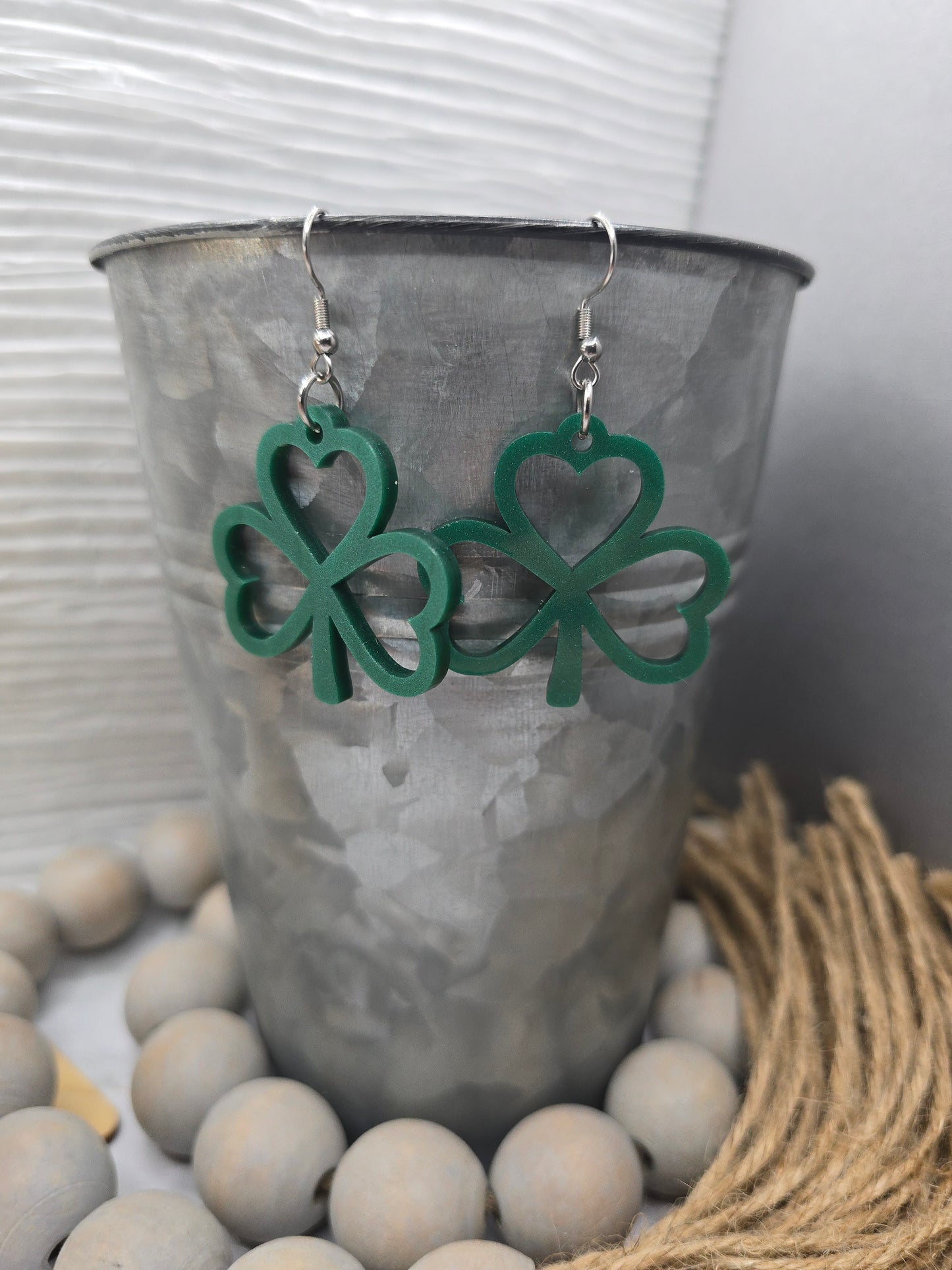 Green Pearl Shamrock Earrings