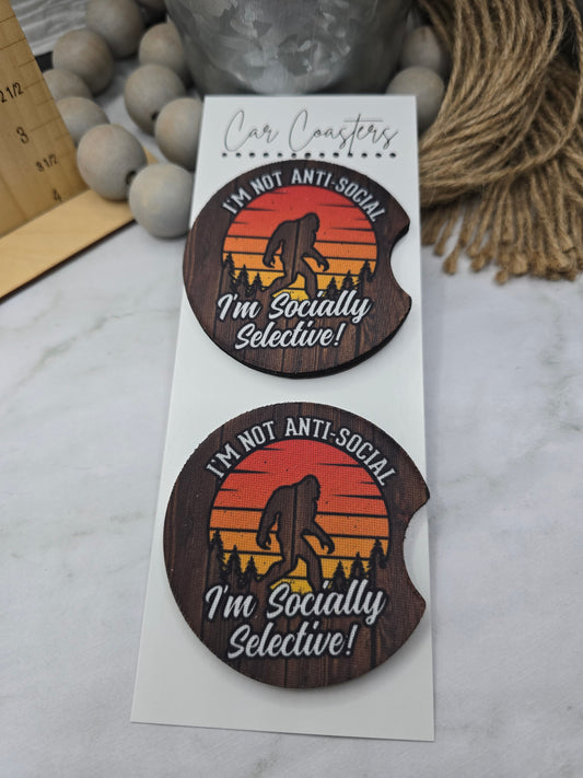 Socially Selective Bigfoot Car Coaster