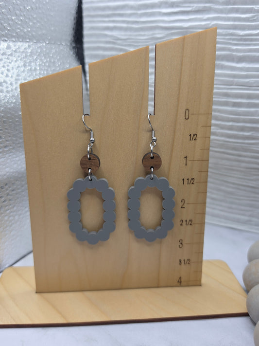 Gray Scallop Stacked Earrings
