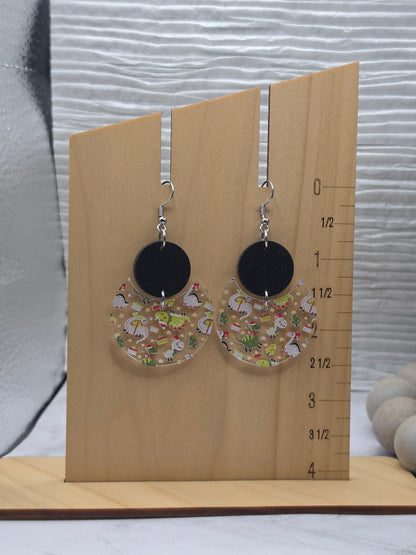 Christmas Dino Stacked Circle Earrings