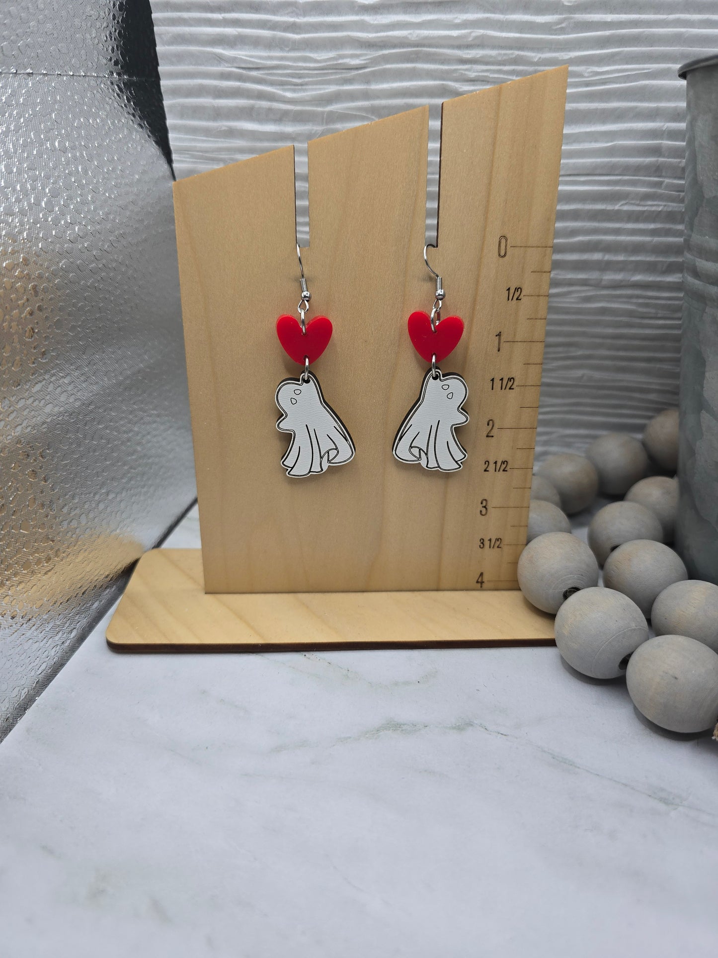Ghost Heart Balloon Earrings