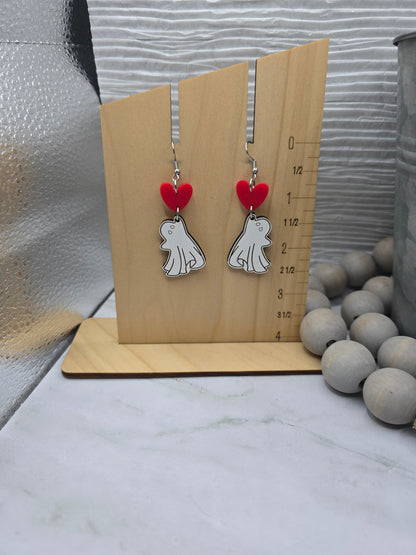 Ghost Heart Balloon Earrings