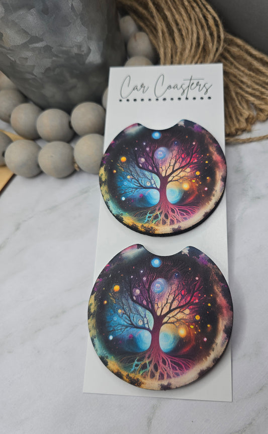 Colorful Tree of Life Car Coasters