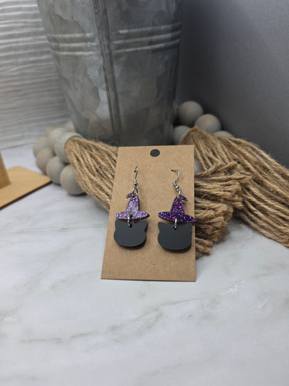 Black Cat Witch Earrings