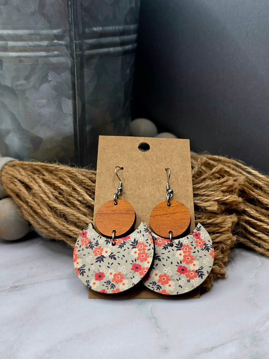 Vintage Floral Stacked Circle Earrings