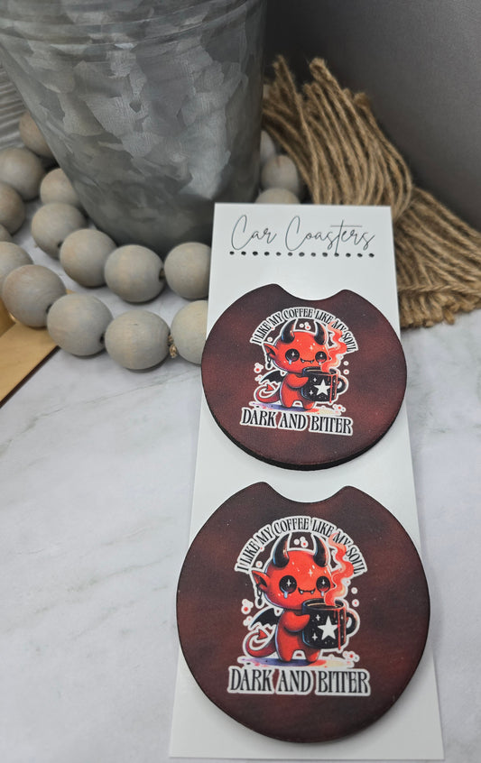Dark and Bitter Car Coasters