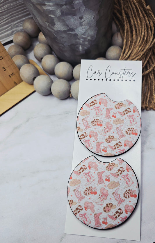 Pink Western Car Coasters