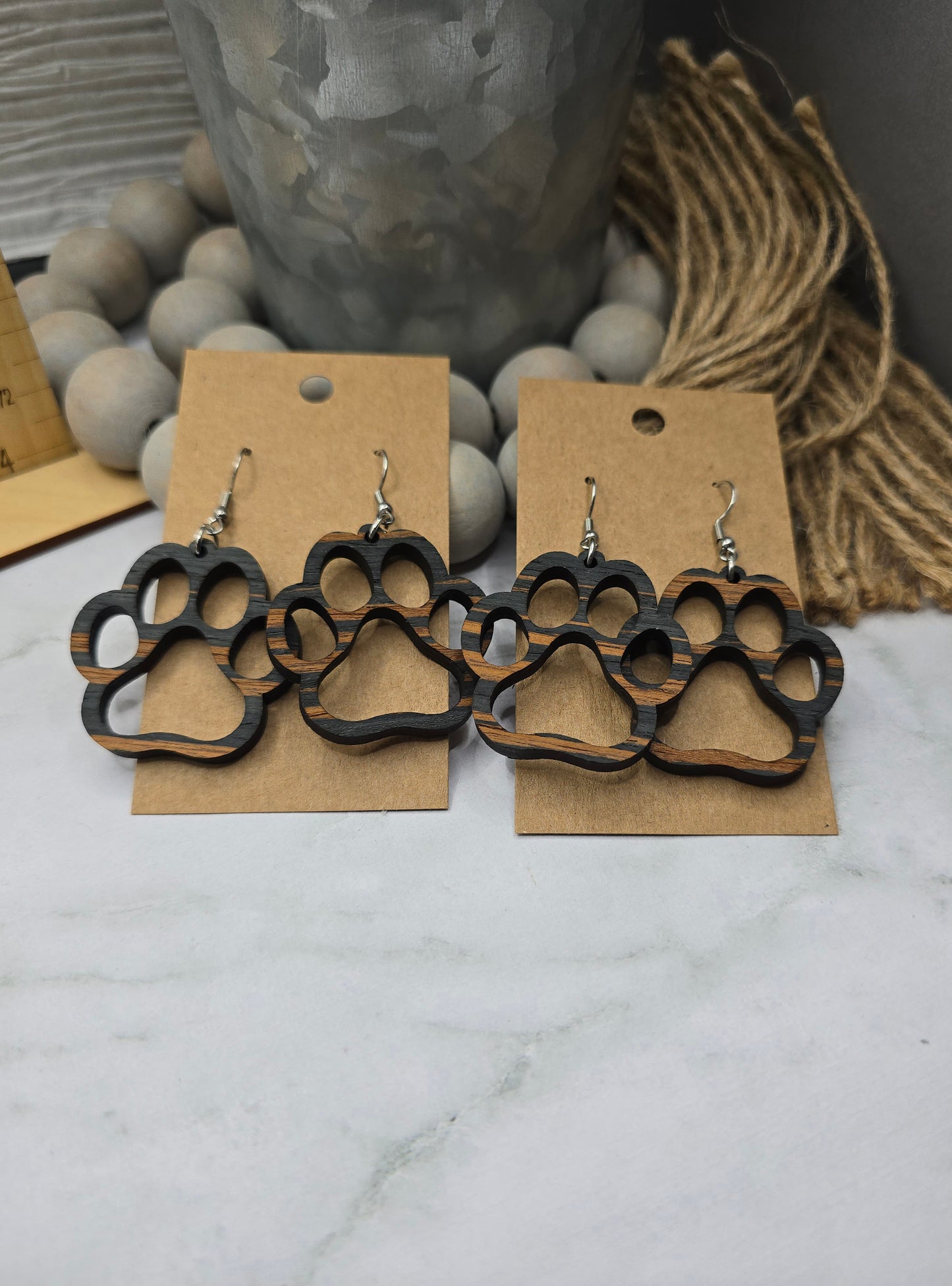 Rustic Paw Print Earrings
