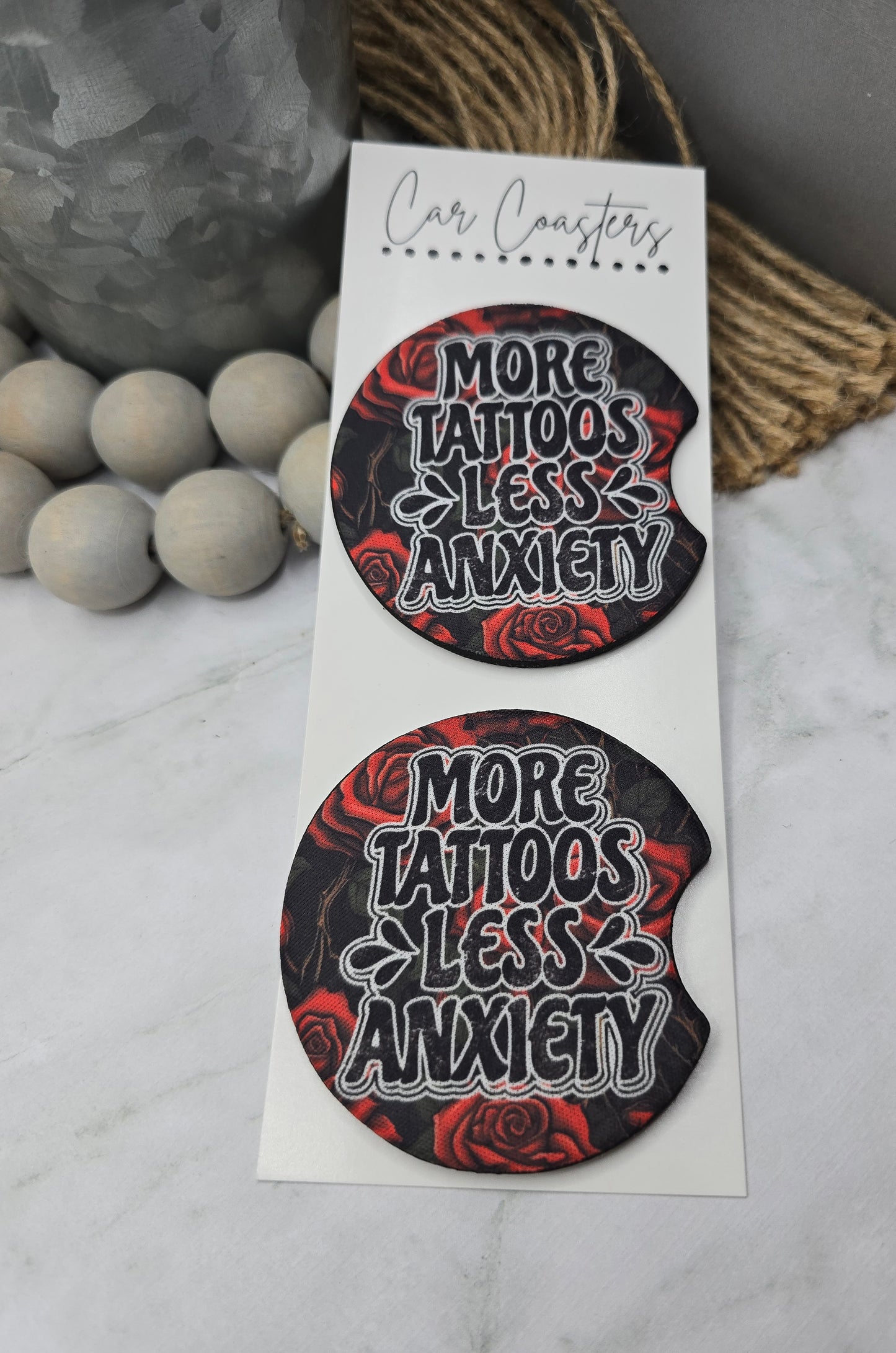 More Tattoos Car Coasters