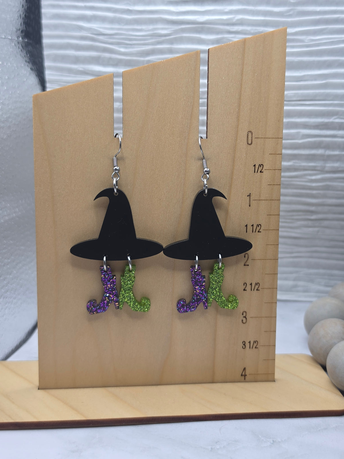 Glitter Boots Witch Hat Earrings