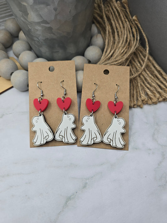Ghost Heart Balloon Earrings