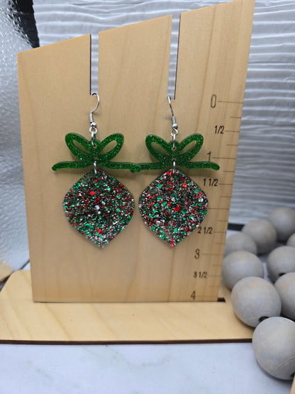 Christmas Glitter Ornament Earrings