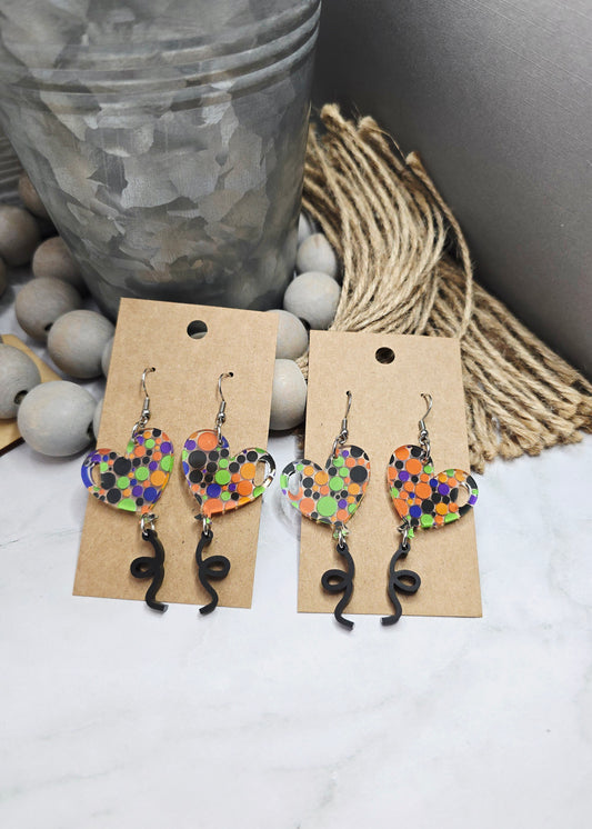 Halloween Dot Heart Balloon Earrings