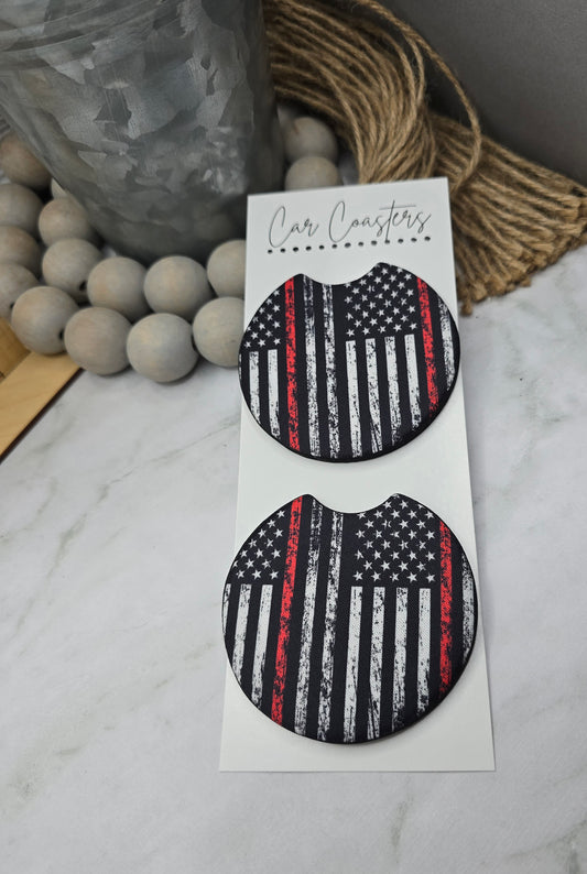 Red Line Flag Car Coasters
