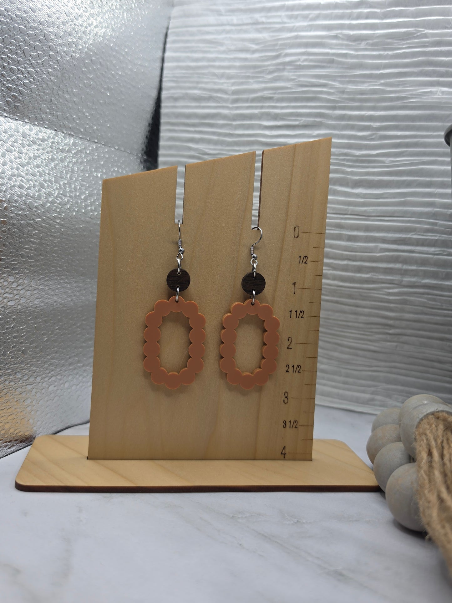 Orange Scallop Stacked Earrings