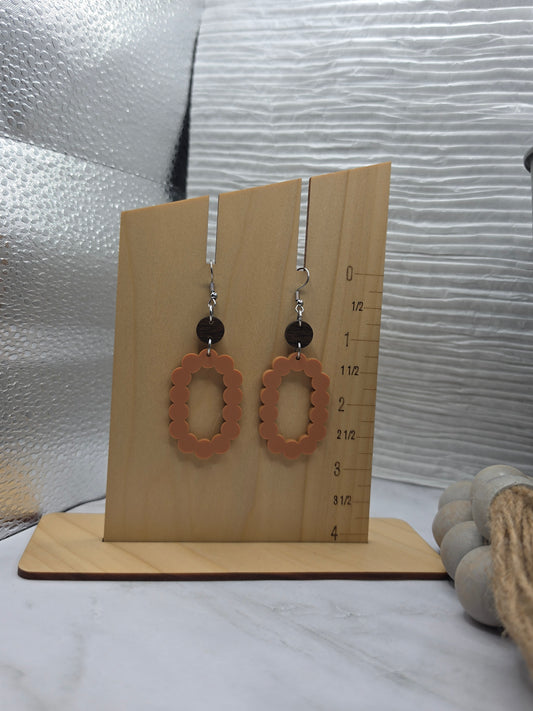 Orange Scallop Stacked Earrings