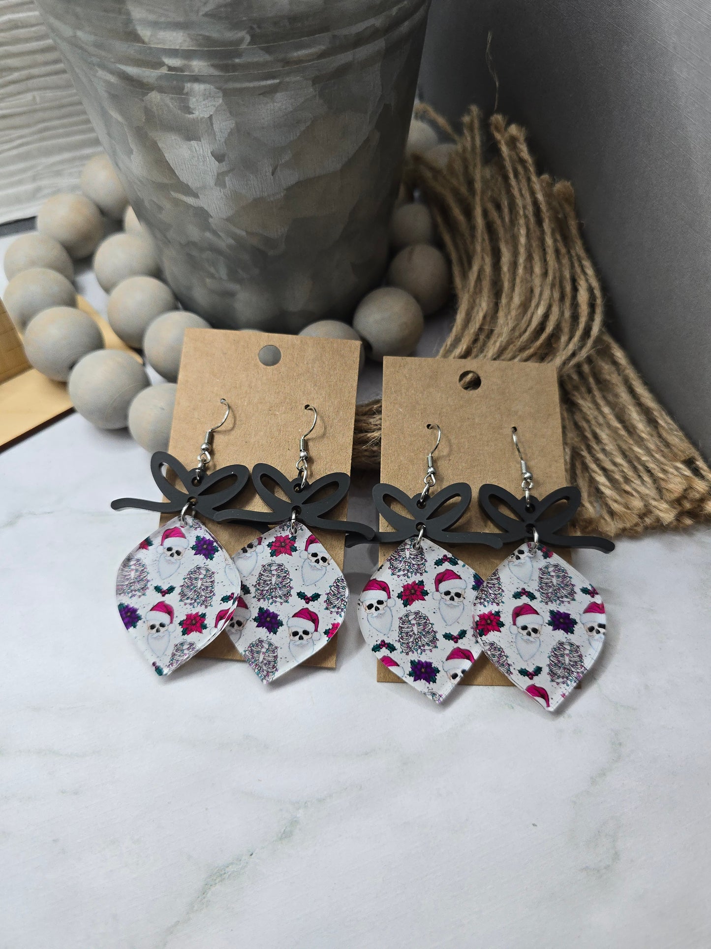 Christmas Skeleton Ornament Earrings