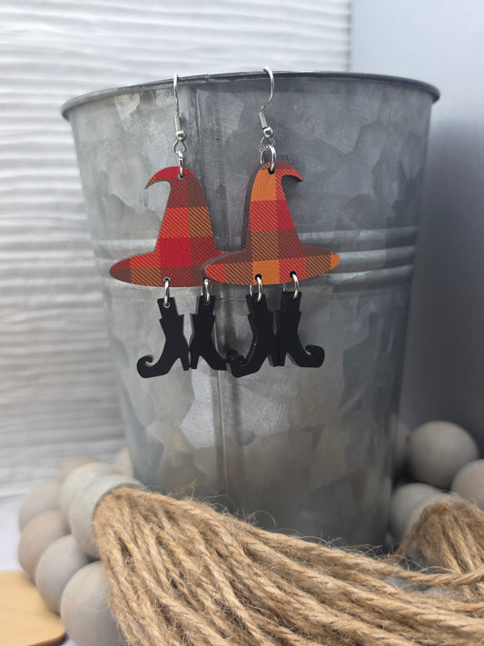 Fall Plaid Witch Earrings
