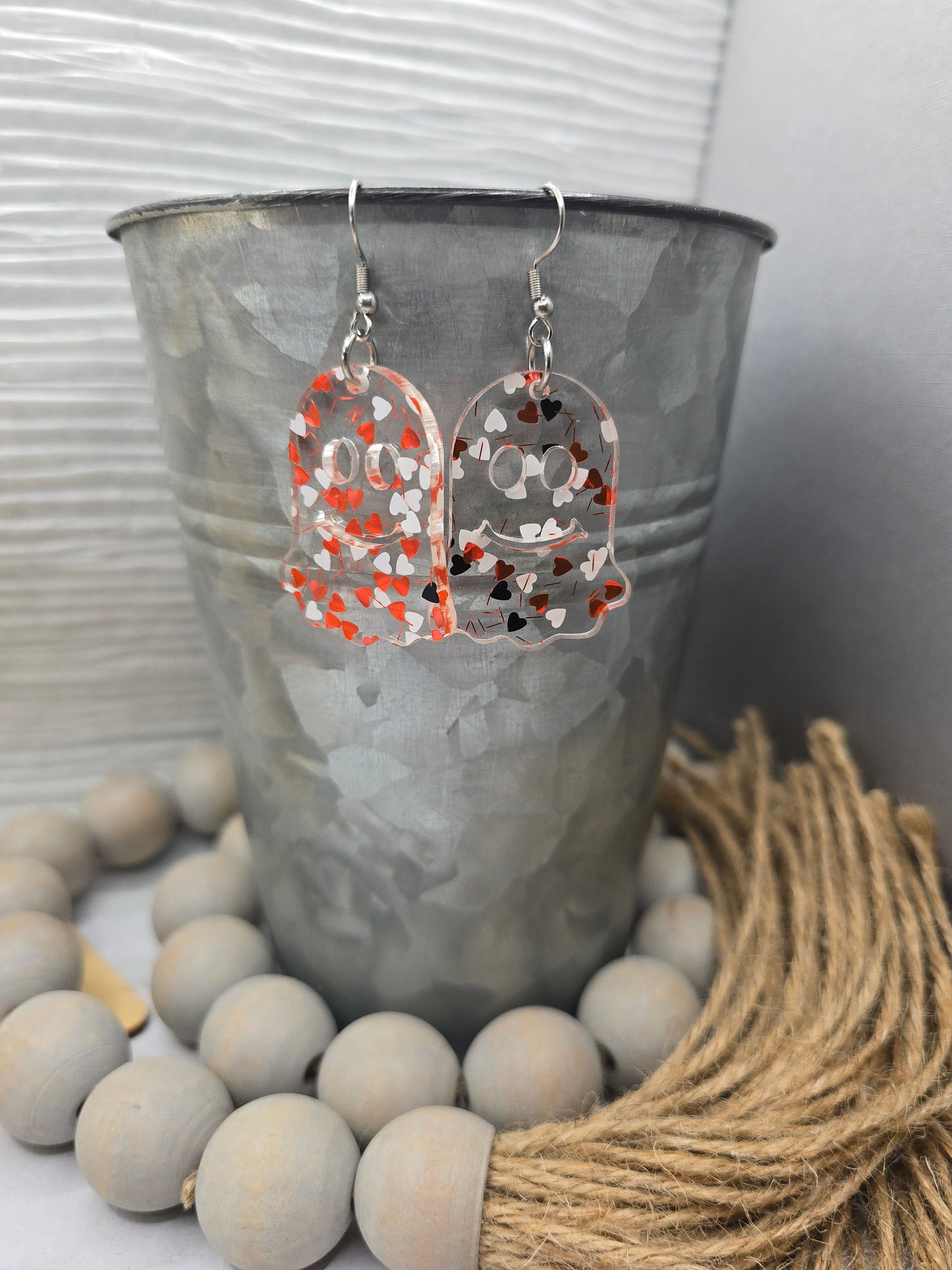 Confetti Hearts Ghost Earrings