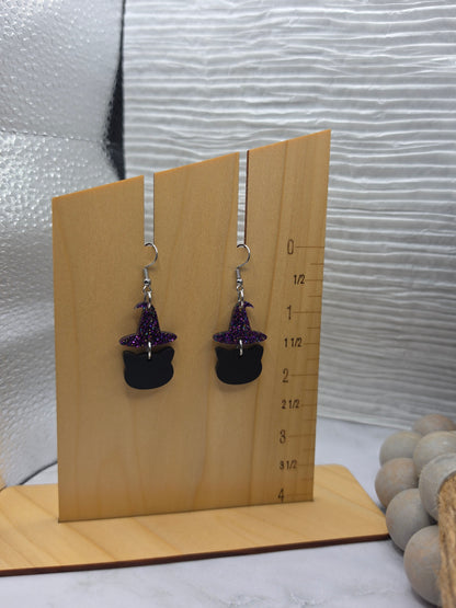Black Cat Witch Earrings