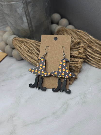 Candy Corn Witch Earrings