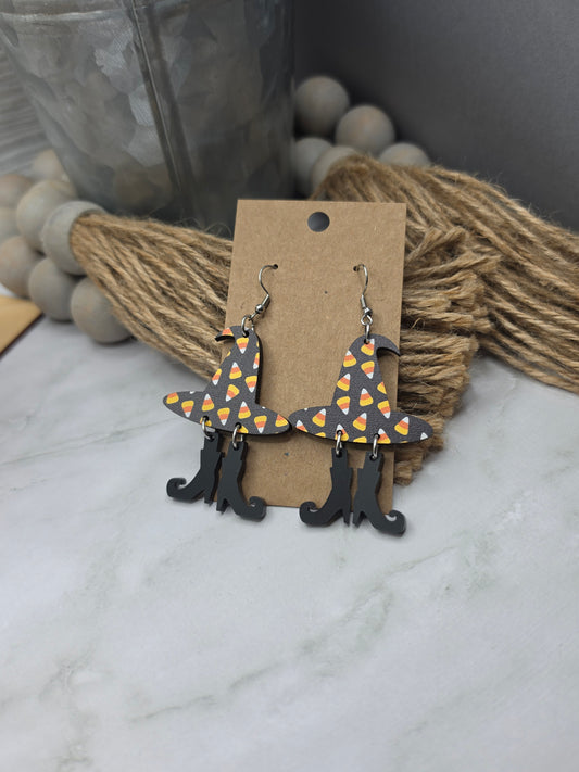 Candy Corn Witch Earrings