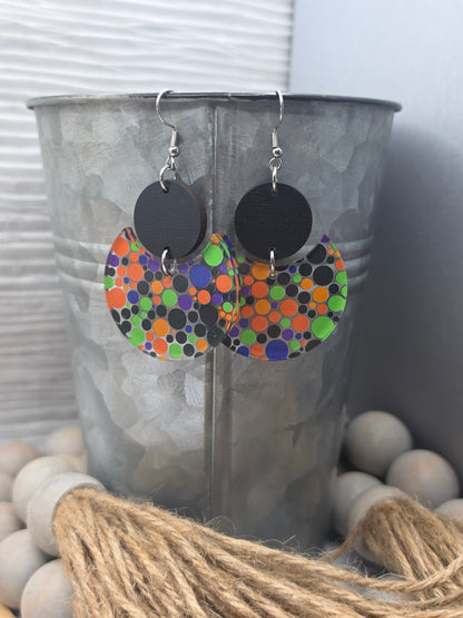 Halloween Dot Stacked Circle Earrings
