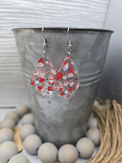 Valentine Gnome Teardrop Earrings