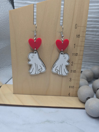 Ghost Heart Balloon Earrings