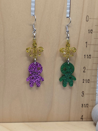 Mardi Gras Voodoo Doll Earrings