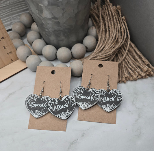 Spooky B Heart Earrings