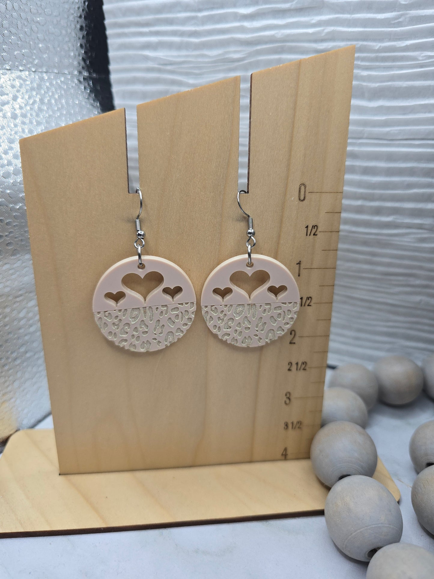 Blush Leopard Heart Earrings