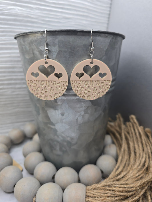 Blush Leopard Heart Earrings