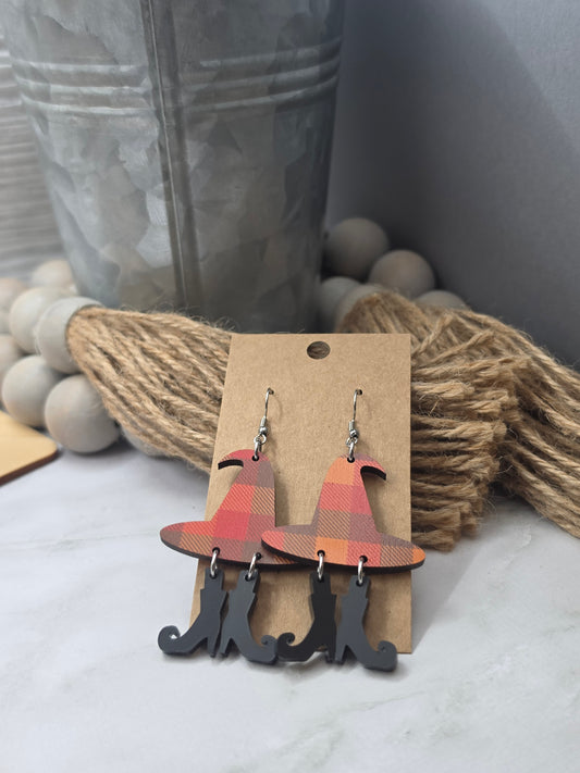 Fall Plaid Witch Earrings