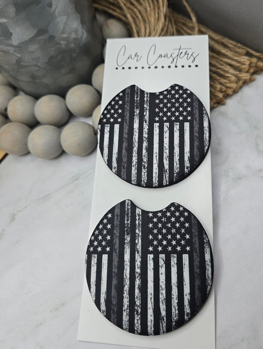 Gray Line Flag Car Coasters
