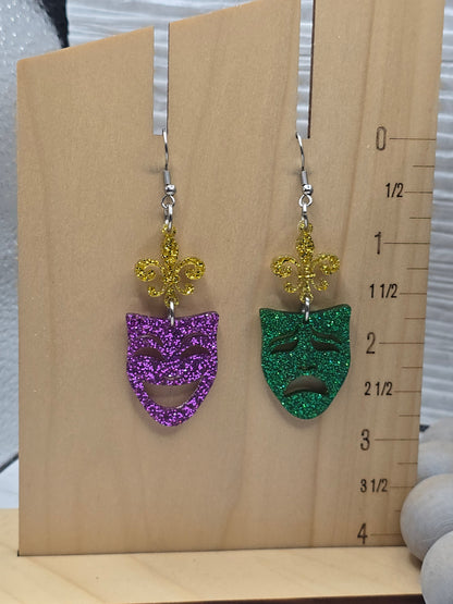 Mardi Gras Drama Mask Earrings