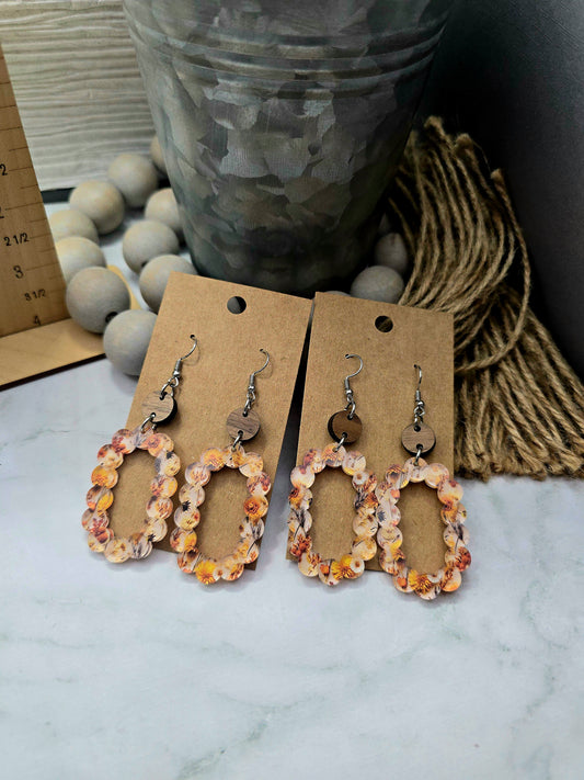 Floral Scallop Edge Stacked Earrings